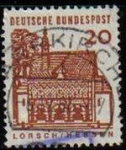 Stamps : Europe : Germany :  ALEMANIA 1964 Scott 905 Sello Arquitectura Portico Lorshc Hessen 20 Usado Michel 456 Allemagne Duits