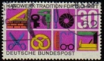 Stamps : Europe : Germany :  ALEMANIA 1968 Scott 981 Sello Simbolos Trabajos Tradicionales 30 usado Michel 553 Yvert418 Allemagne
