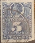 Stamps Chile -  Intercambio 0,50  usd  5 cents. 1883
