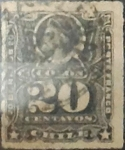 Stamps Chile -  Intercambio 0,55  usd  20 cents. 1886