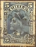 Stamps Chile -  Intercambio 0,20  usd  5 cents. 1901