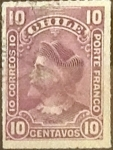 Stamps Chile -  Intercambio 0,70  usd  10 cents. 1900