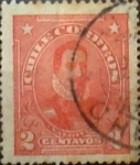 Stamps Chile -  Intercambio 0,20  usd  2 cents. 1911