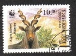 Stamps : Asia : Uzbekistan :  Jefe de makhor (Capra falconeri)