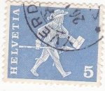 Stamps : Europe : Switzerland :  cartero medieval