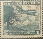 Stamps Chile -  Intercambio 0,20  usd 1 peso 1950
