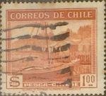 Stamps : America : Chile :  Intercambio 0,20  usd 1 peso 1938