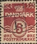 Stamps : Europe : Denmark :  Intercambio 0,25 usd 5 ore 1938