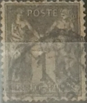 Stamps France -  Intercambio 1,75 usd 1 cents. 1877