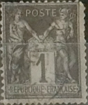 Stamps France -  Intercambio jxn 1,75 usd 1 cents. 1877
