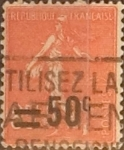 Stamps France -  Intercambio 1,00 usd 50 sobre 85 cents. 1927