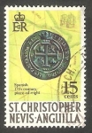 Stamps : America : Saint_Kitts_and_Nevis :  St. Christopher-Nevis-Anguilla - 228 - Moneda española del siglo XVII