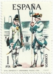 Stamps : Europe : Spain :  UNIFORMES MILITARES. Nº16 SARGENTO Y GRANADERO REGIMIENTO TOLEDO 1750. EDIFIL 2236