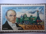 Sellos de Europa - Espa�a -  Ed:2173-125 Aniversarios del Ferrocarril Barcelona Mataro- M.Biada.