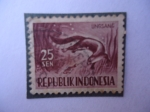 Stamps : Asia : Indonesia :  Nutria de Pelo Liso (Lutrogale Perspicillata)-Republik Indonesia.