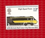 Stamps : Europe : United_Kingdom :  Locomotora - British Rail Inter-City  High Speed Train   - HST