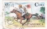 Stamps Cuba -  transporte postal a caballo UPAEP