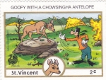 Stamps Saint Vincent and the Grenadines -  Goofy y el antílope