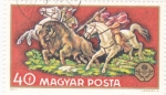 Stamps Hungary -  caceria de búfalo