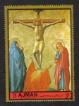 Stamps United Arab Emirates -  Ajman, Pascua: iconos rusos. Crucifixión; de Masaccio