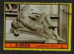 Stamps United Arab Emirates -  Ajman,  Sculptures by Michelangelo Buonarroti