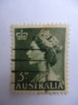 Sellos de Oceania - Australia -  Elizabeth II - Sello de 3 penique de Gran Bretaña (Viejos)-Serie Tipo X