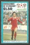 Stamps America - Saint Vincent and the Grenadines -  Mundial de fútbol México 86, jugador surcoreano