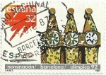 Sellos de Europa - Espaa -  NOMINACIÓN BARCELONA SEDE OLÍMPICA. CHIMENEAS CASA BATLLÓ. EDIFIL 2908