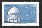 Stamps Chile -  Dome of the observatory, night sky