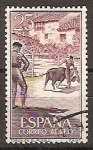 Stamps Spain -  ESPAÑA SEGUNDO CENTENARIO USD Nº 1266 (0) 25C CASTAÑO BURDEOS TOROS