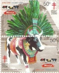 Stamps : America : Mexico :  LUCHA  CONTRA  LA  TUBERCULOSIS.  VACA   AZTECA.