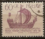 Stamps Poland -  Barco antiguo frisón 'Kogge'.