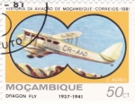 Stamps Mozambique -  DRAGON FLY- historia de la aviación de Mozambique