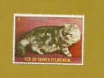 Stamps Equatorial Guinea -  FELINOS - Gato Silver Tabby  de pelo largo