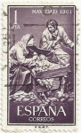Stamps Spain -  NAVIDAD 1961. LA SAGRADA FAMILIA, DE JOSEP GINÉS. EDIFIL 1400