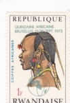 Sellos de Africa - Rwanda -  peinado africano