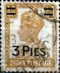 Stamps : Asia : India :  Intercambio 0,20 usd 3 pies sobre 1a3p. 1946