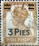 Stamps India -  Intercambio 0,20 usd 3 pies sobre 1a3p. 1946