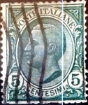 Stamps Italy -  Intercambio 0,30 usd 5 cents. 1906