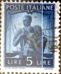 Stamps Italy -  Intercambio 0,20 usd 5 liras 1945