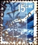 Stamps Italy -  Intercambio 0,20 usd 15 liras 1946