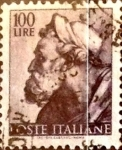 Stamps Italy -  Intercambio 0,20 usd 100 liras 1961