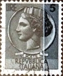 Stamps Italy -  Intercambio 0,20 usd 5 liras 1955