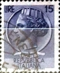 Stamps Italy -  Intercambio 0,20 usd 15 liras 1956