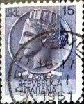 Stamps Italy -  Intercambio 0,20 usd 15 liras 1956