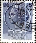 Stamps Italy -  Intercambio 0,20 usd 15 liras 1956
