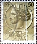 Stamps Italy -  Intercambio 0,20 usd 50 liras 1958