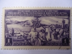 Stamps Russia -  Ganado (Bos primigenius) Ovejas (Ovis ammon aries) Plan trienal de Desarrollo de Inventario Público 