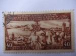 Stamps Russia -  Ganado (Bos primigenius) Ovejas (Ovis ammon aries) Plan trienal de Desarrollo de Inventario Público 