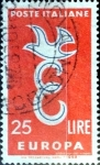 Stamps Italy -  Intercambio 0,20 usd 25 liras 1958